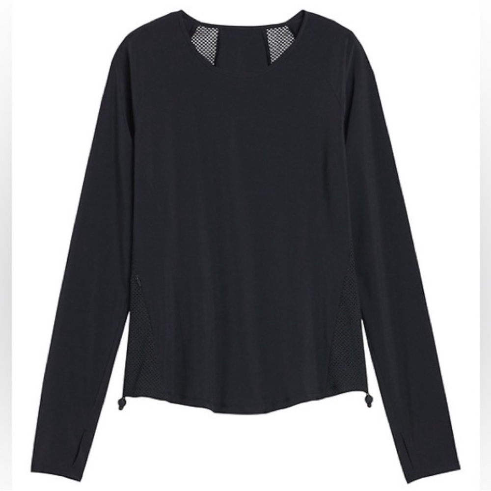 Athleta Yosemite Top Longsleeve Crewneck Women’s Medium Black Mesh Active
